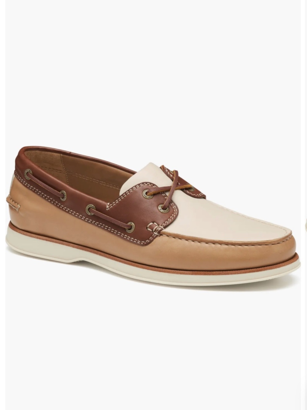 NWOB Johnston & Murphy Monaco 2-eye boat shoe tan multi glove leather sheep 8.5